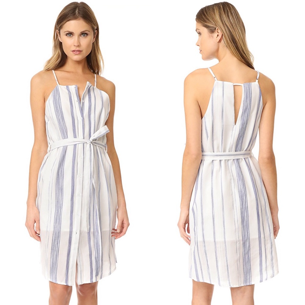 JOA White/Navy Stripe Sheath Dress, Size Small